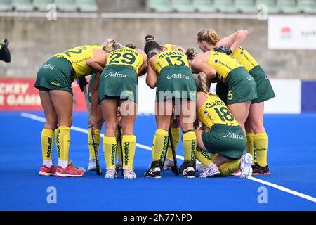 Sydney, Australie. 10th févr. 2023. Équipe nationale de hockey féminin australienne au cours du match de la Ligue Pro Australie contre Chine de la Fédération internationale de hockey qui a eu lieu au centre de hockey du parc olympique de Sydney. Score final Australie 3:1 Chine. (Photo par Luis Veniegra/SOPA Images/Sipa USA) crédit: SIPA USA/Alay Live News Banque D'Images