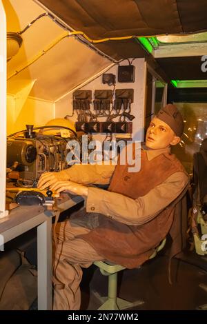 Angleterre, Dorset, Blandford Forum, Royal Signals Museum, exposition intérieure d'équipement militaire de communication historique Banque D'Images