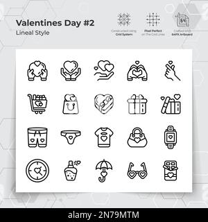 Icône de la Saint-Valentin sur le thème des cadeaux et de l'automne amoureux. Une collection de symboles vecteur amour et romance pour le Cel de Saint-Valentin Illustration de Vecteur