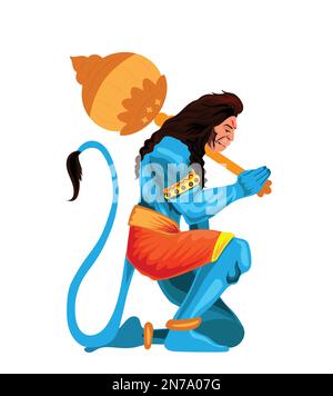 Illustration vectorielle de Dieu Hanuman sur fond blanc Illustration de Vecteur