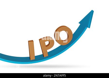 Concept IPO avec le graphique de croissance - rendu 3D Banque D'Images
