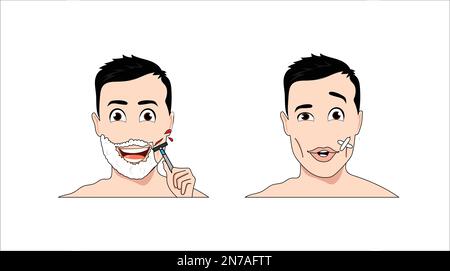 Homme qui se coupe dessin vectoriel de rasage vecteur Free Vector Illustration de Vecteur