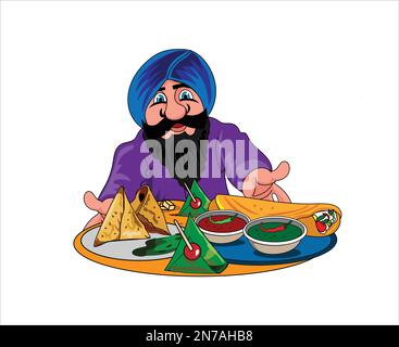 Sikh vendant des aliments de rue vecteur illustration Pro Vector Illustration de Vecteur