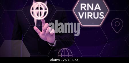 Signe affichant le virus de l'ARN. Idée d'affaires une information génétique de virus est stockée sous forme d'ARN Banque D'Images