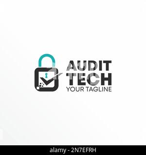 Simple et unique Padlock et Checklist image graphique icône logo design abstrait concept vecteur stock. Peut être utilisé comme symbole lié à la sécurité. Illustration de Vecteur
