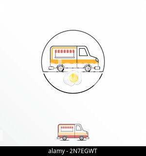 Van car pour la nourriture ou le café avec Egg image graphique icône logo design abstrait concept vecteur stock. Peut être utilisé comme symbole lié au restaurant. Illustration de Vecteur