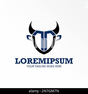 Lettre ou mot T ot TV police comme sur la corne ou la tête de Buffalo image graphique icône logo design abstrait concept vecteur stock lié à l'initiale ou à l'animal. Illustration de Vecteur