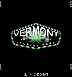 Marijuana ou cannabis en cercle ellipse emblème hexagonal image graphique icône logo design abstrait concept vecteur stock lié à la nature santé ou la drogue. Illustration de Vecteur