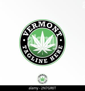 Marijuana ou cannabis en cercle ellipse emblème hexagonal image graphique icône logo design abstrait concept vecteur stock lié à la nature santé ou la drogue. Illustration de Vecteur