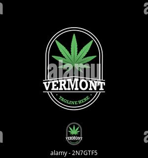 Marijuana ou cannabis en cercle ellipse emblème hexagonal image graphique icône logo design abstrait concept vecteur stock lié à la nature santé ou la drogue. Illustration de Vecteur