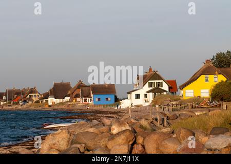 Maisons de plage sur l'estran à Heiligenhafen. Banque D'Images