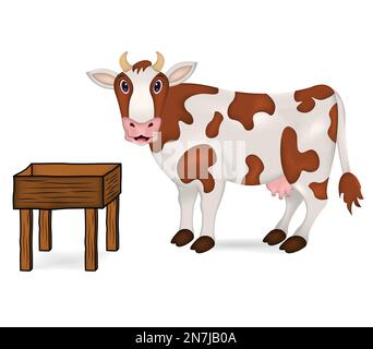 Illustration vectorielle réaliste de vache isolée sur fond blanc Illustration de Vecteur