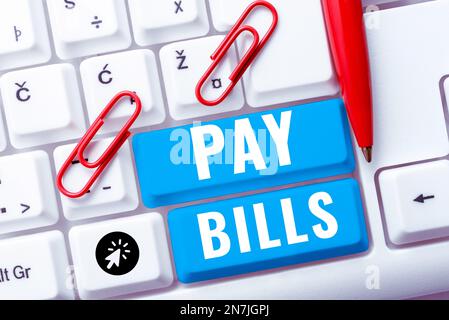 Écriture affichant le texte factures de paiement. Mot pour la liste des dépenses à payer montant total coûts ou dépenses Banque D'Images