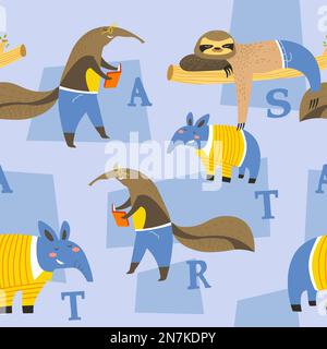Alphabet animal, lettres et personnages portraits Illustration de Vecteur