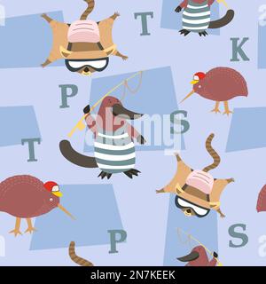 Apprendre des lettres ABC, les portraits d'animaux sont imprimés Illustration de Vecteur