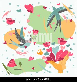 Bouquets et fleurs en fleurs, imprimé à motifs Illustration de Vecteur