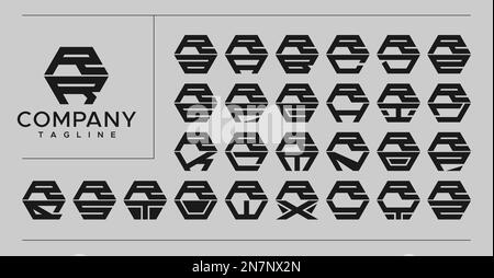 Design moderne avec logo « R » hexagonal. Technologie RR R lettre logo vecteur. Illustration de Vecteur