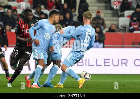 Nice, France. 10th févr. 2023. Ligue 1 OGC Nice contre le match de football AC Ajaccio sur 10 février 2023 au stade Allianz Riviera à Nice, France. Photo de Lionel Urman/ABACAPRESS.COM crédit: Abaca Press/Alay Live News Banque D'Images