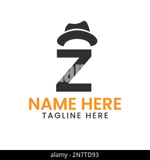 Letter Z Gentlemen Hat logo Design concept avec Cowboy Hat Icon Template Illustration de Vecteur