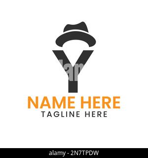 Lettre y Gentlemen Hat logo Design concept avec Cowboy Hat Icon Template Illustration de Vecteur