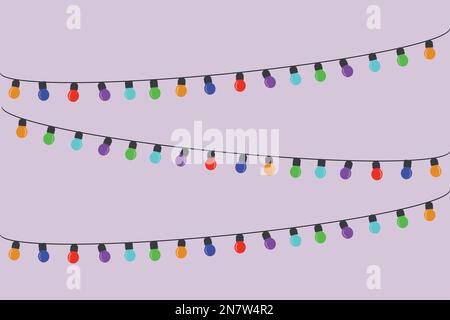 une grande guirlande festive avec des ampoules de différentes couleurs Illustration de Vecteur