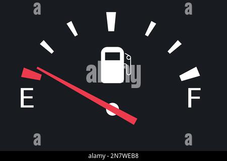 une jauge de carburant dans la voiture à un réservoir vide minimum Illustration de Vecteur