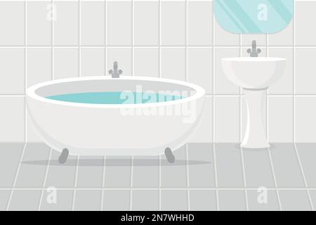 salle de bains sanitaire avec miroir lavabo Illustration de Vecteur