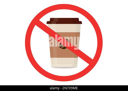 symbole interdiction de boire des boissons au café dans un cercle rouge Illustration de Vecteur
