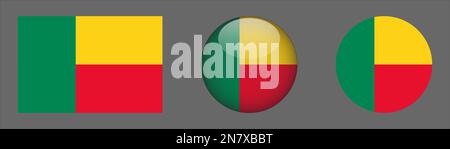 Benin Flag Set collection Vector Illustration de Vecteur