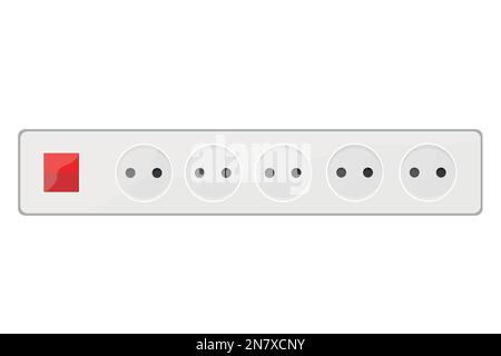 une prise femelle multisocket avec interrupteur rouge sur fond blanc illustration vectorielle Illustration de Vecteur