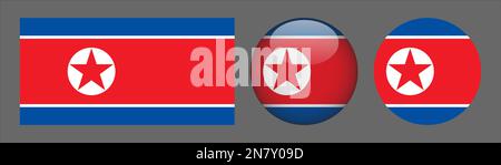Collection de drapeaux nord-coréens Vector Illustration de Vecteur