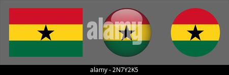Ghana Flag Set collection Vector Illustration de Vecteur