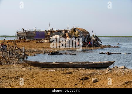 Maison Reed des Arabes des marais, marais mésopotamiens, Ahwar du sud de l'Irak, site de l'UNESCO, Irak Banque D'Images