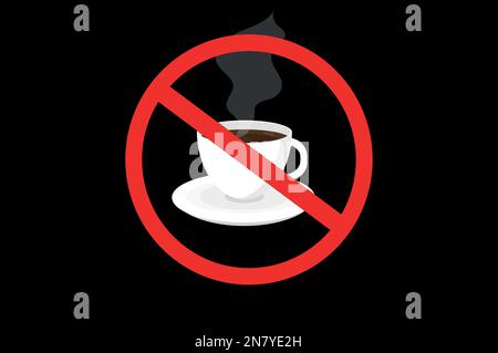 symbole sans interdiction de boire du café dans une tasse circulaire rouge Illustration de Vecteur