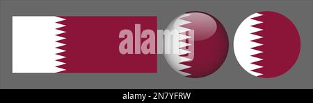 Qatar Flag Set collection Vector Illustration de Vecteur