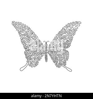 Un seul dessin d'une ligne de joli papillon volant art abstrait Dessin de ligne continue dessin graphique illustration vectorielle de l'insecte domestique amical pour Illustration de Vecteur