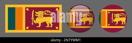 Sri Lanka Flag Set collection Vector Illustration de Vecteur