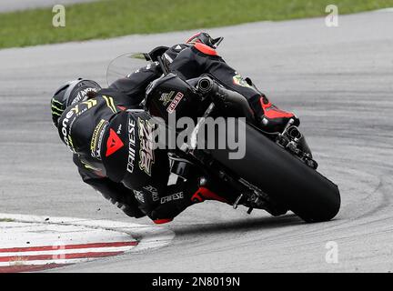 Kuala Lumpur, Malaisie. 11th févr. 2023. Le pilote espagnol Maverick Vinales d'Aprillia Racing en action lors du Sepang MotoGP Official Test au circuit international de Sepang à Sepang. Crédit : SOPA Images Limited/Alamy Live News Banque D'Images