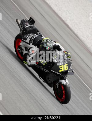 Kuala Lumpur, Malaisie. 11th févr. 2023. Le pilote espagnol Joan Mir de l'écurie Repsol Honda en action lors du test officiel Sepang MotoGP au circuit international de Sepang à Sepang. Crédit : SOPA Images Limited/Alamy Live News Banque D'Images