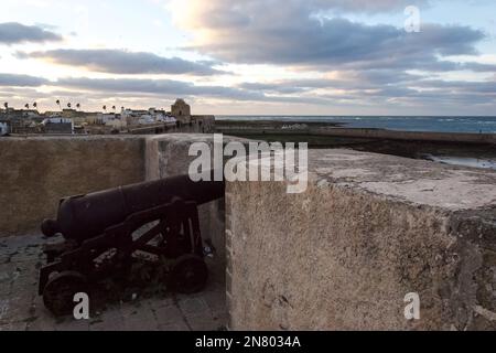 Vue de la forteresse de Mazagan situé dans la ville d'El Jadida, ville portuaire sur la côte atlantique du Maroc, situé à 96 km au sud de Casablanca Banque D'Images