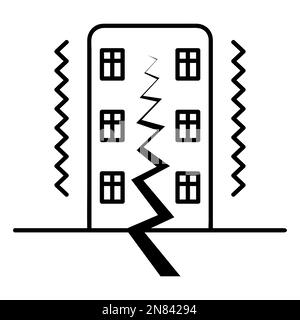 Tremblement de terre. Le bâtiment de l'appartement est secoué. Il y a une fissure dans le mur de la maison. Esquisse. Fissure zigzag. Illustration vectorielle. Illustration de Vecteur