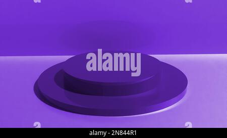 Piédestal rond violet. Socle abstrait 3D concept lumineux avec arrière-plan. 3D studio de rendu avec podium. Banque D'Images