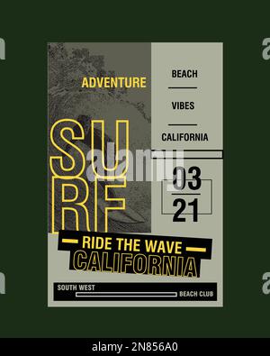 Vintage California Surf Typographie Beach inspiré Surf typographique posters papier design graphique pour t shirt imprimé vecteur Illustration de Vecteur