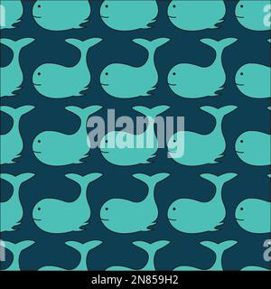 Joli imprimé à motif de baleine. Motif marin sans couture avec baleines, joli fond Illustration de Vecteur