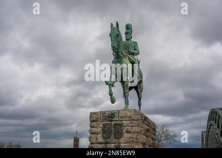 Roi Friedrich Wilhelm IV de Prusse au pont Hohenzollern - Cologne, Allemagne Banque D'Images