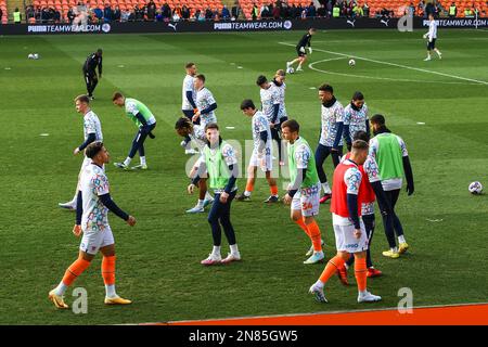 Blackpool, Royaume-Uni. 11th févr. 2023. Les joueurs de Blackpool en avance sur le match de championnat Sky Bet Blackpool vs Rotherham United à Bloomfield Road, Blackpool, Royaume-Uni, 11th février 2023 (photo de Ben Roberts/News Images) à Blackpool, Royaume-Uni le 2/11/2023. (Photo de Ben Roberts/News Images/Sipa USA) crédit: SIPA USA/Alay Live News Banque D'Images