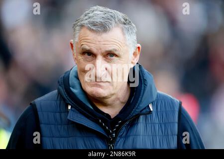 Tony Mowbray, directeur de Sunderland, lors du match du championnat Sky Bet au stade de Light, Sunderland. Date de la photo: Samedi 11 février 2023. Banque D'Images