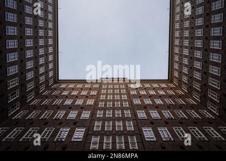 Cour du bâtiment Sprinkenhof - Hambourg, Allemagne Banque D'Images