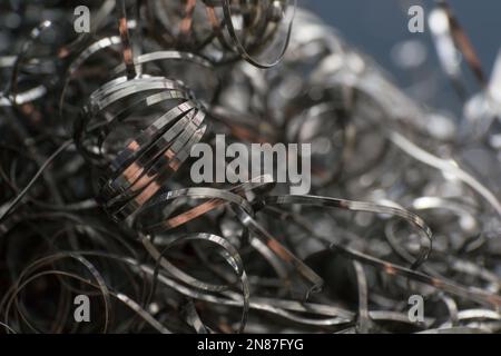 photo macro d'une brosse métallique pour laver la vaisselle Banque D'Images