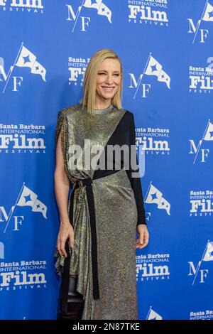 Santa Barbara, États-Unis. 10th févr. 2023. Cate Blanchett arrive au festival international du film de Santa Barbara en 2023 pour recevoir le prix du meilleur réalisateur de l'année au Arlington Theatre on 9 février 2023 à Santa Barbara, Californie. (Photo de Rod Rolle/Sipa USA) Credit: SIPA USA/Alay Live News Banque D'Images